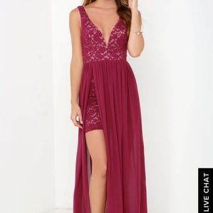 Brand- New Lulu's slit lace gown